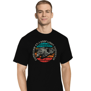 Shirts T-Shirts, Tall / Large / Black Retro Millennium Falcon Sun