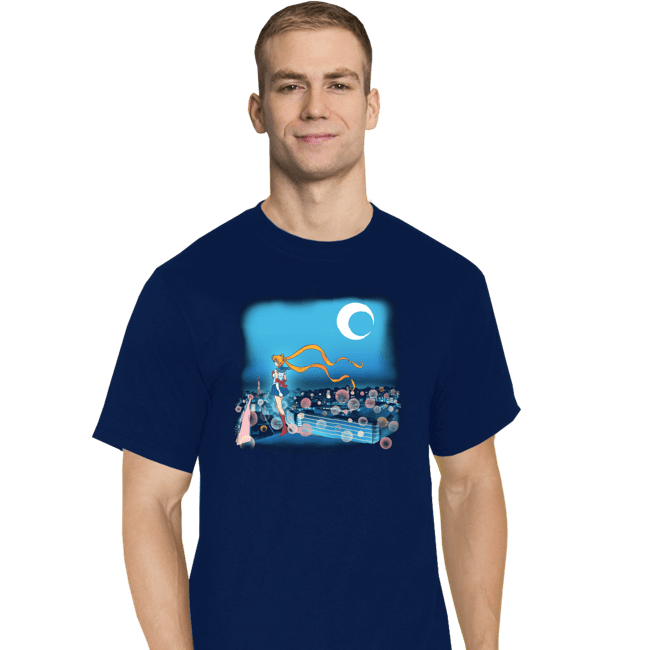 Daily_Deal_Shirts T-Shirts, Tall / Large / Navy Fighting Evil By Moonlight