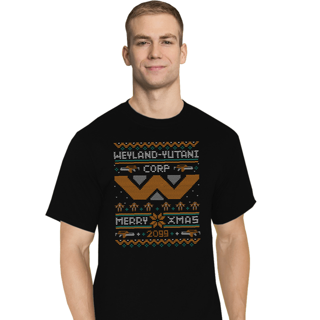 Daily_Deal_Shirts T-Shirts, Tall / Large / Black Happy Alien Xmas