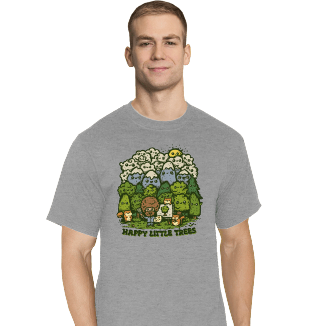 Daily_Deal_Shirts T-Shirts, Tall / Large / Sports Grey Happy Trees