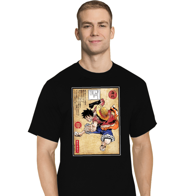 Secret_Shirts T-Shirts, Tall / Large / Black Straw Hat Captain Woodblock