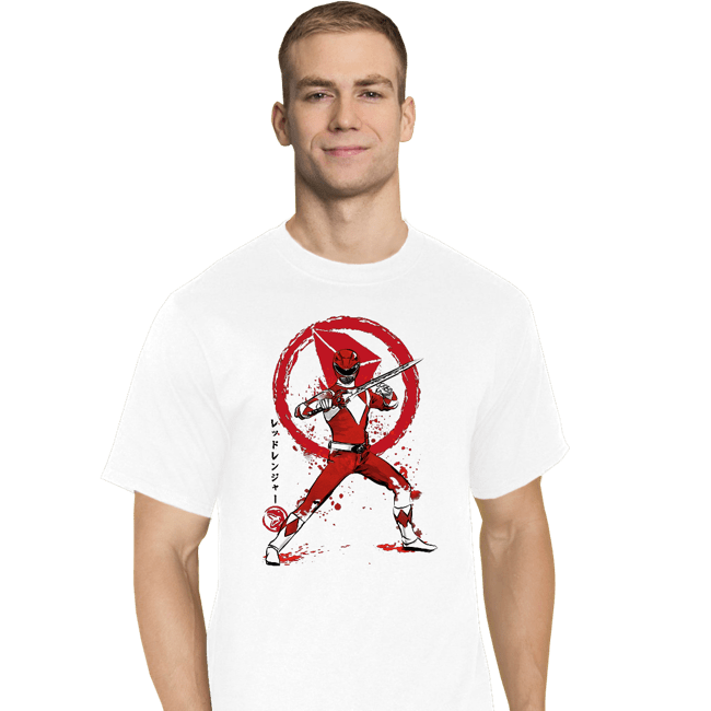 Daily_Deal_Shirts T-Shirts, Tall / Large / White Red Ranger Sumi-e