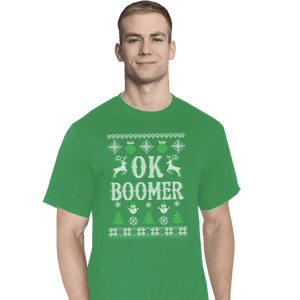 Shirts T-Shirts, Tall / Large / Athletic grey OK Zoomer Ugly Christmas Sweater