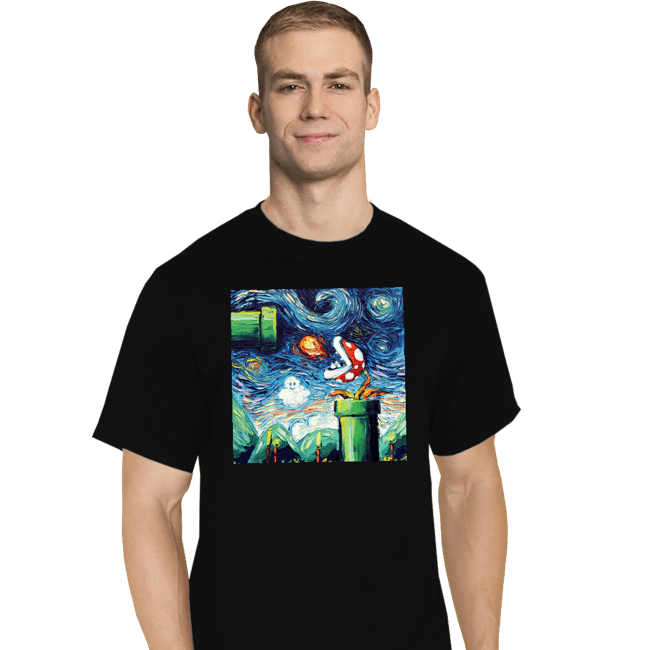 Shirts T-Shirts, Tall / Large / Black Van Gogh Never Leveled Up