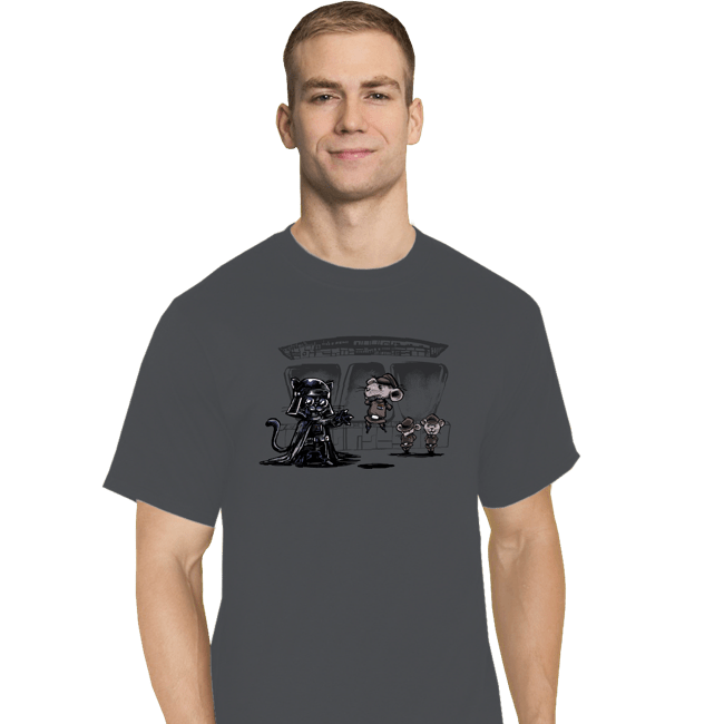 Secret_Shirts T-Shirts, Tall / Large / Charcoal Cat Vader