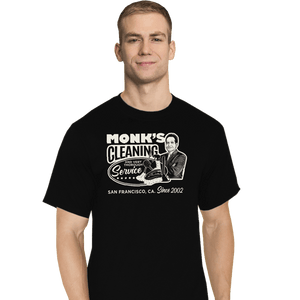 Shirts T-Shirts, Tall / Large / Black Monk Cleaning Service