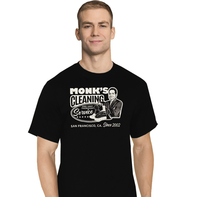 Shirts T-Shirts, Tall / Large / Black Monk Cleaning Service