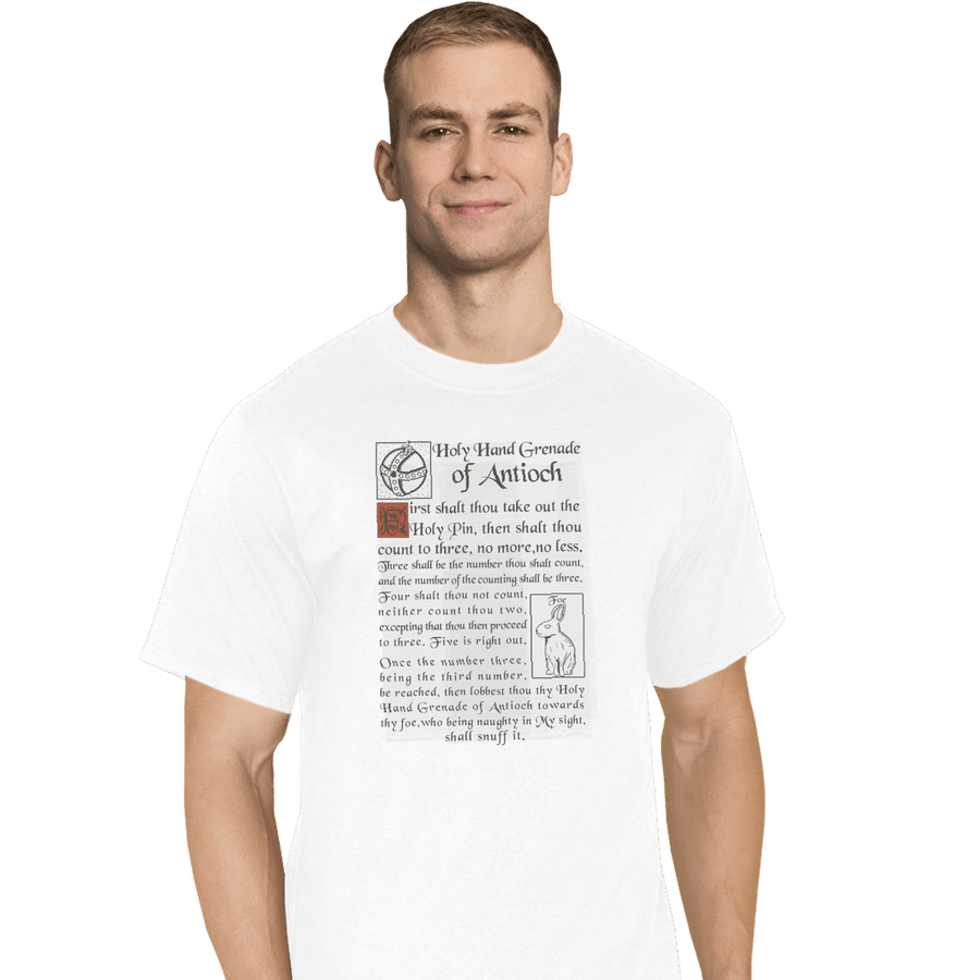 Shirts T-Shirts, Tall / Large / White Holy Hand Grenade Script