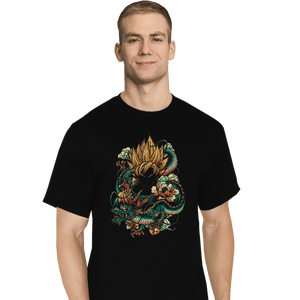 Shirts T-Shirts, Tall / Large / Black Colorful Dragon