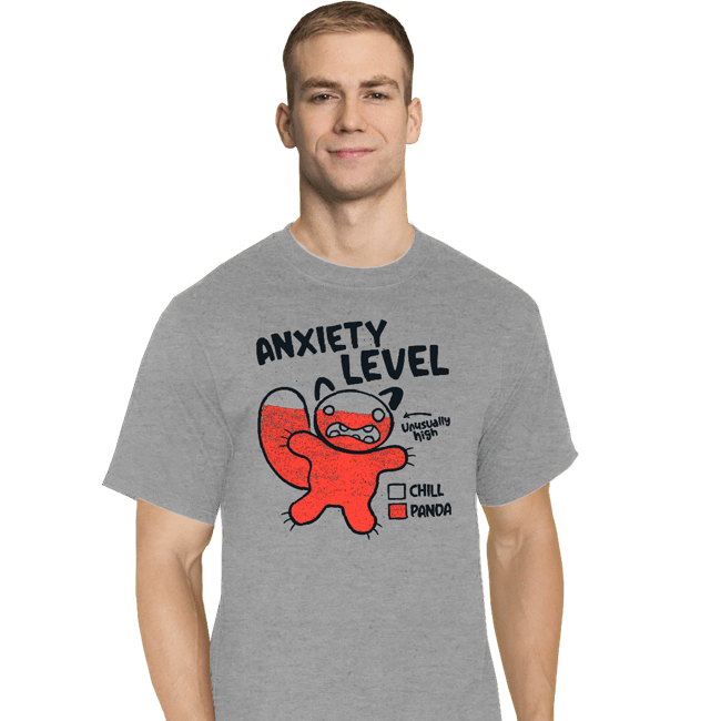 Daily_Deal_Shirts T-Shirts, Tall / Large / Sports Grey Anxiety Level Panda