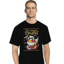 Load image into Gallery viewer, Shirts T-Shirts, Tall / Large / Black Owl Magic Christmas
