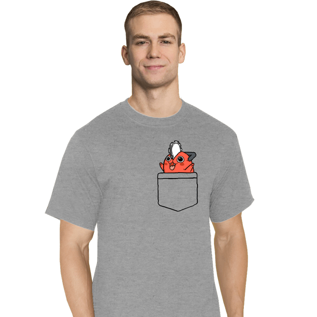 Secret_Shirts T-Shirts, Tall / Large / Sports Grey Pocket Pochita