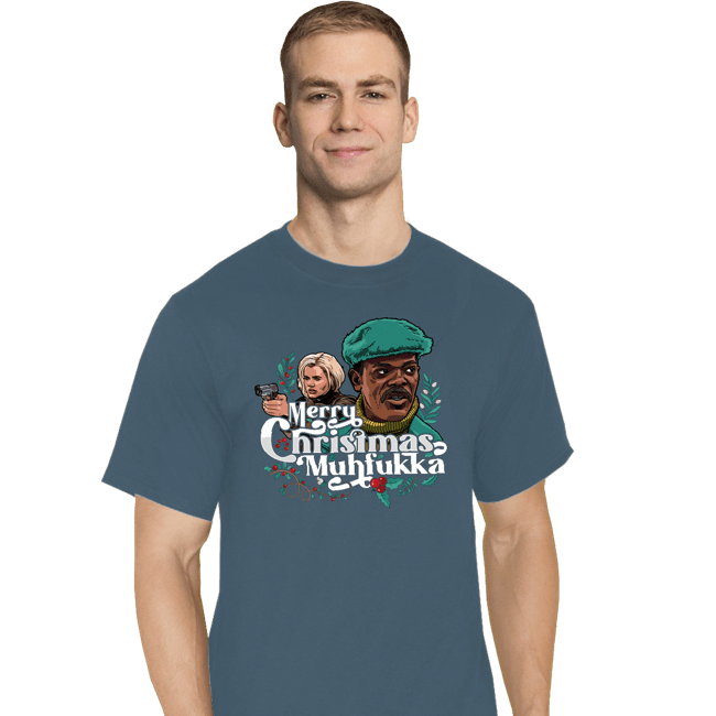 Daily_Deal_Shirts T-Shirts, Tall / Large / Indigo Blue Merry Christmas Muhfukka