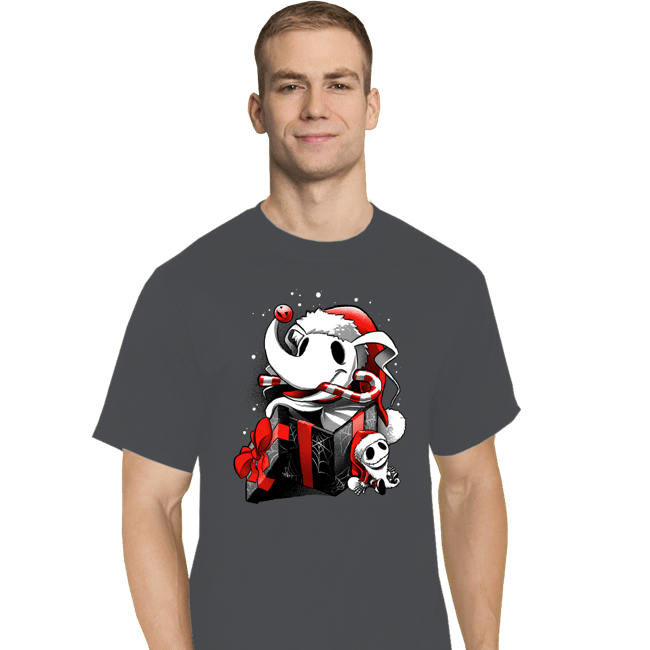 Daily_Deal_Shirts T-Shirts, Tall / Large / Charcoal Christmas Ghost Dog