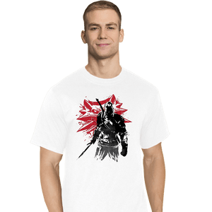 Shirts T-Shirts, Tall / Large / White The Witcher Sumi-e