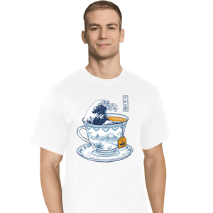Shirts T-Shirts, Tall / Large / White The Great Kanagawa Tea