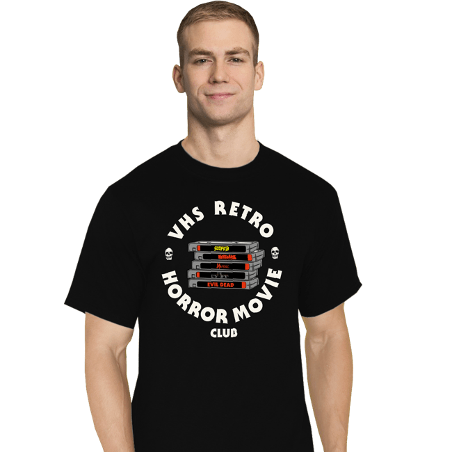 Secret_Shirts T-Shirts, Tall / Large / Black VHS RETRO HORROR MOVIE CLUB