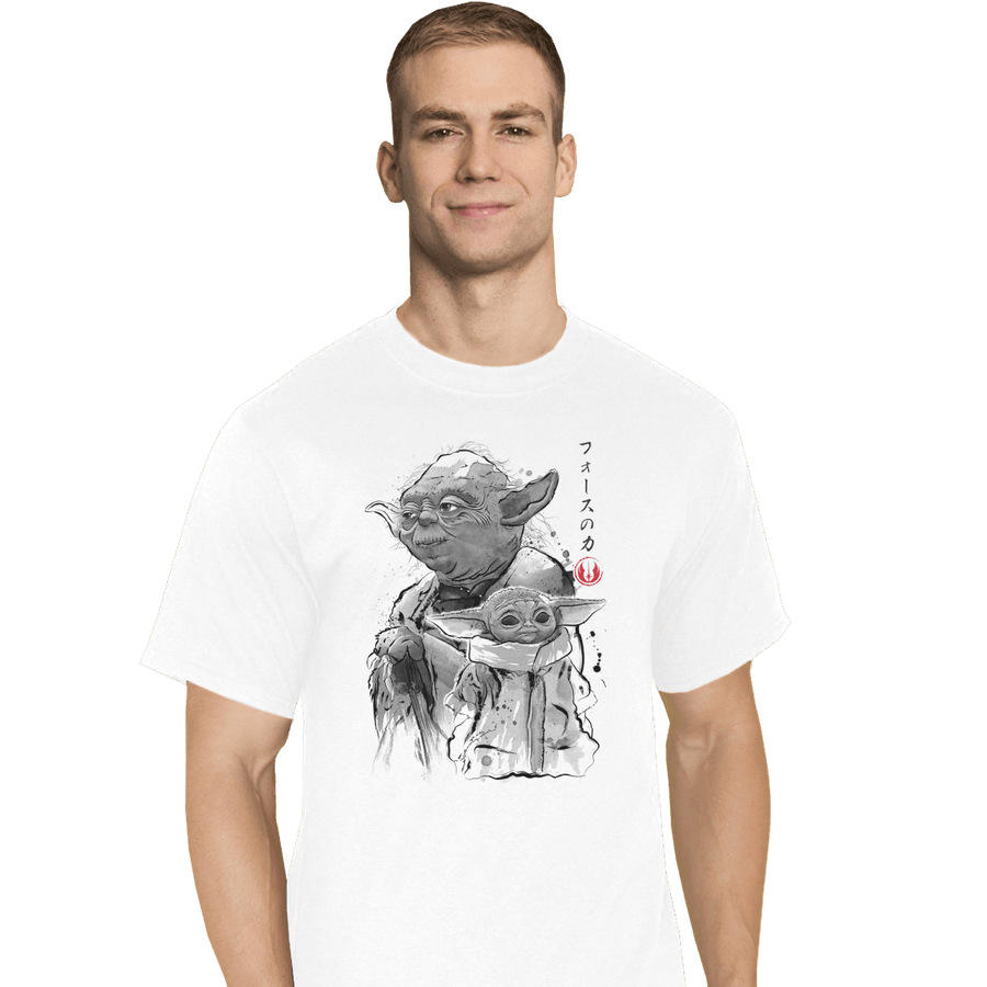 Shirts T-Shirts, Tall / Large / White Old And Young Sumi-e
