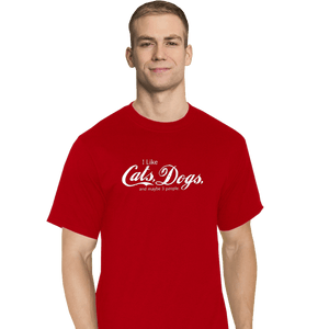 Shirts T-Shirts, Tall / Large / Red I Like Cats, Dogs, And Maybe 3 People