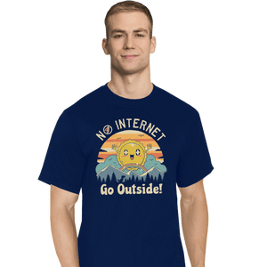 Shirts T-Shirts, Tall / Large / Navy No Internet! Go Outside!