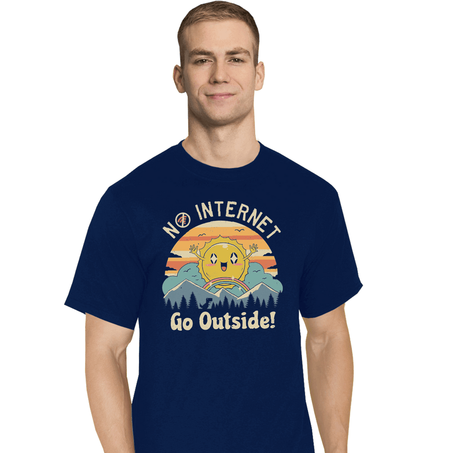 Shirts T-Shirts, Tall / Large / Navy No Internet! Go Outside!