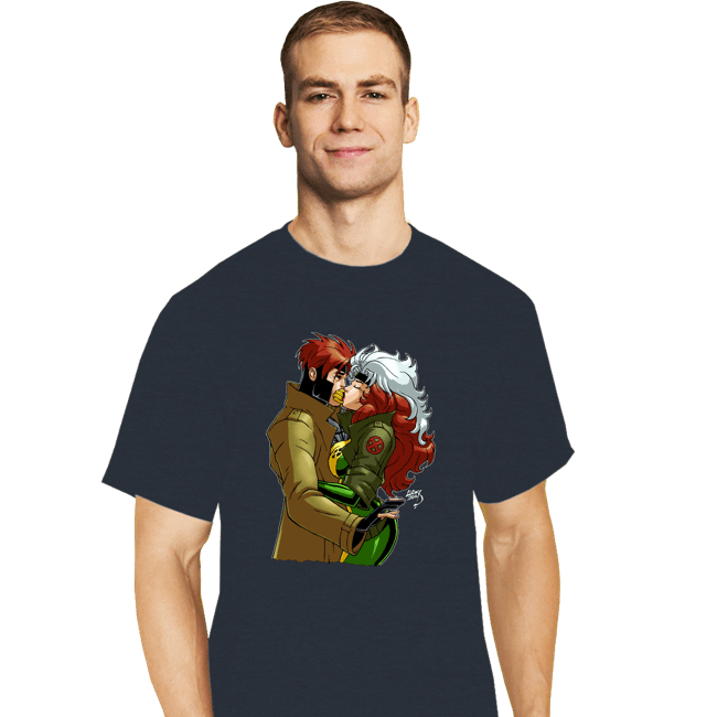 Daily_Deal_Shirts T-Shirts, Tall / Large / Dark Heather Rogue And Gambit Kiss