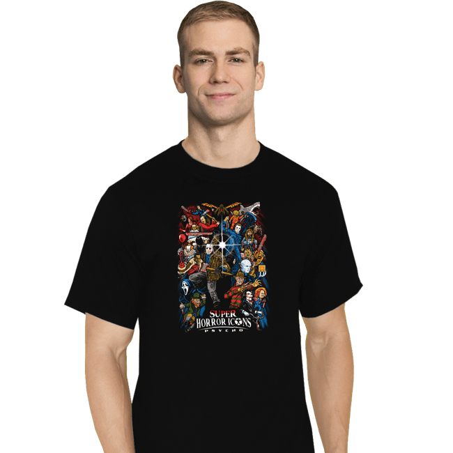 Secret_Shirts T-Shirts, Tall / Large / Black Super Horror Icons!