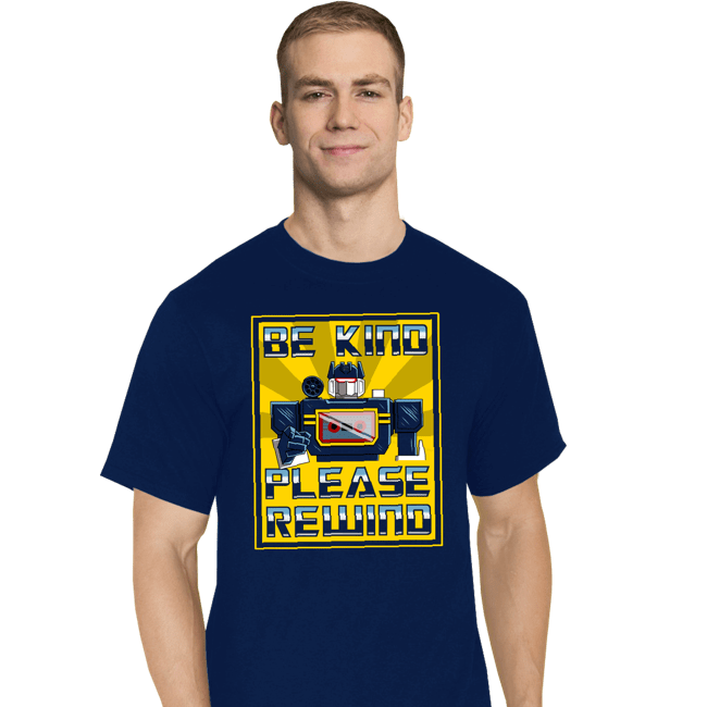 Daily_Deal_Shirts T-Shirts, Tall / Large / Navy Be Kind Please Rewind