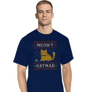 Daily_Deal_Shirts T-Shirts, Tall / Large / Navy Meowy Catmas