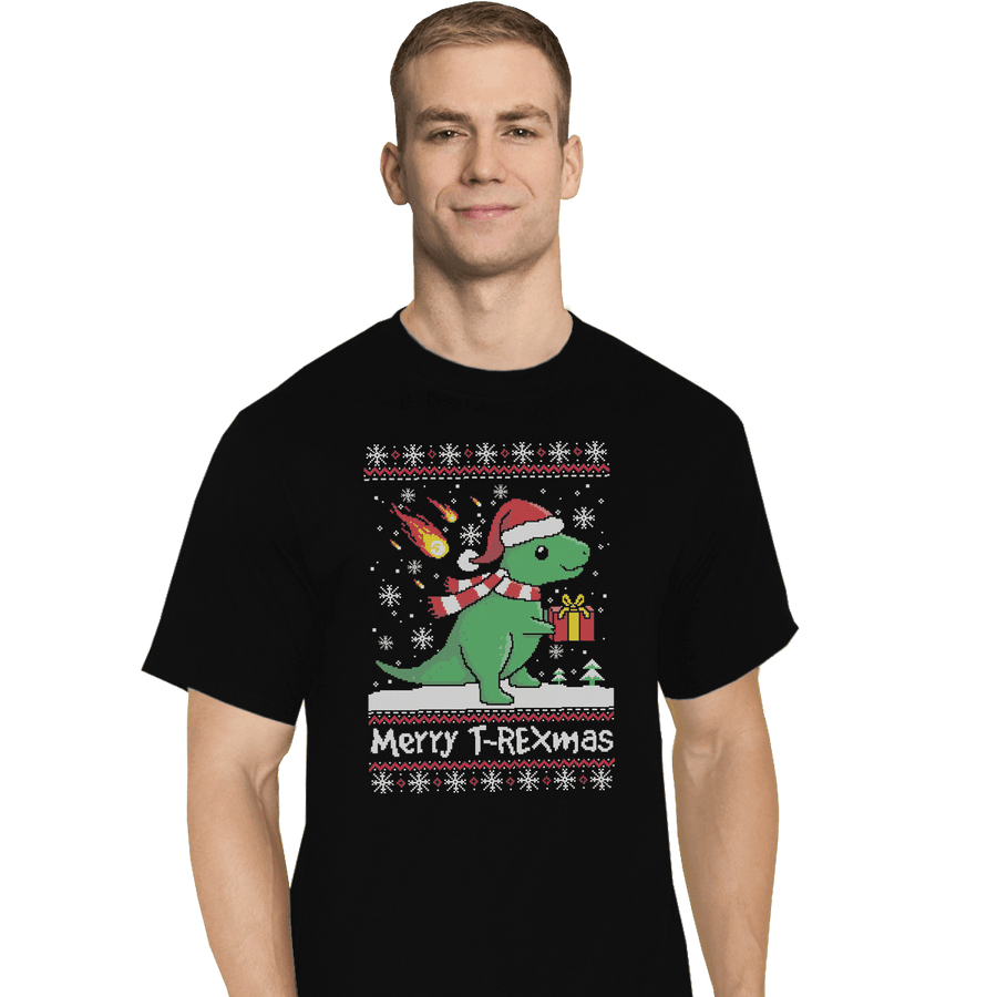 Shirts T-Shirts, Tall / Large / Black Merry T-Rexmas