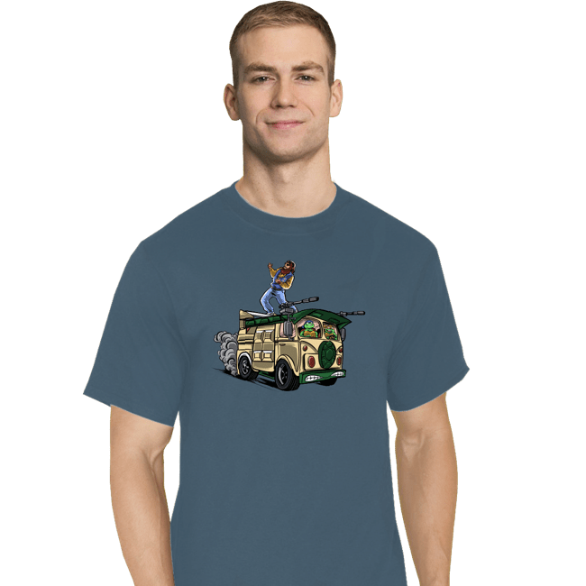 Daily_Deal_Shirts T-Shirts, Tall / Large / Indigo Blue Surfing In The Turtle Van