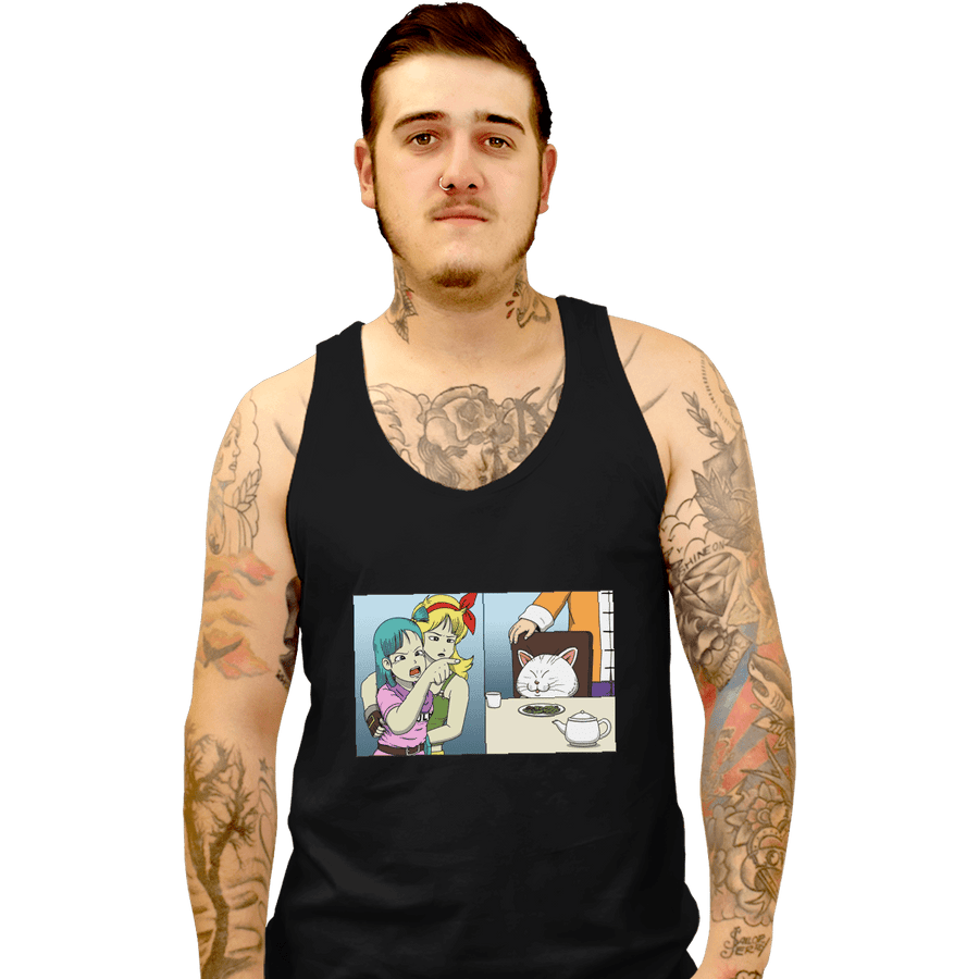 Shirts Tank Top, Unisex / Small / Black Girl Yelling At A Cat