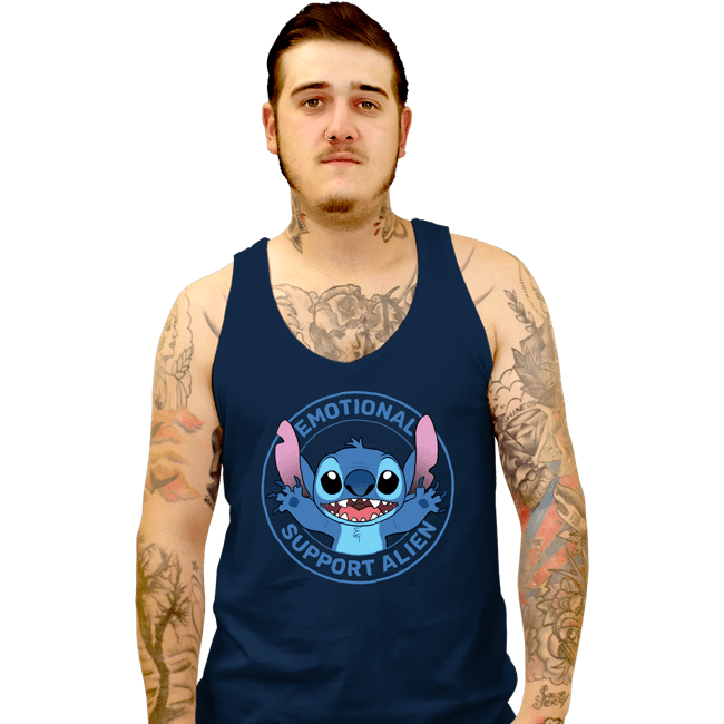 Secret_Shirts Tank Top, Unisex / Small / Navy Emotional Support Alien
