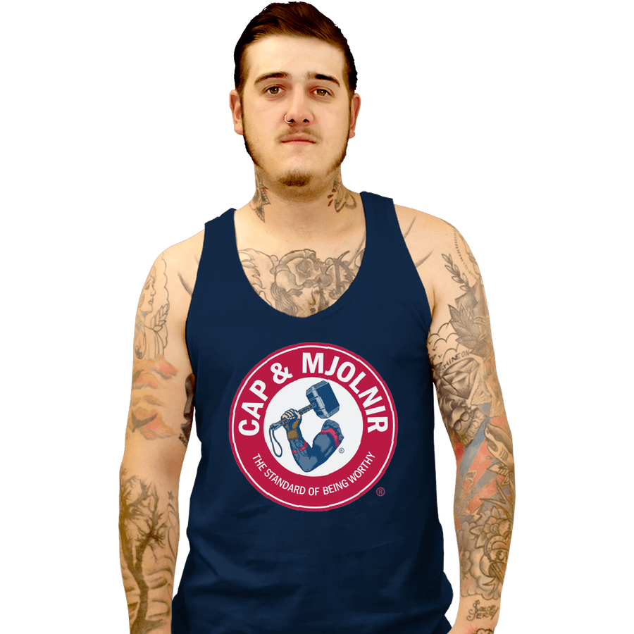 Shirts Tank Top, Unisex / Small / Navy Cap And Mjolnir