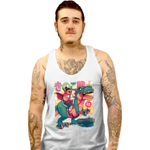 Load image into Gallery viewer, Daily_Deal_Shirts Tank Top, Unisex / Small / White Mushroom Warrior &amp; Dinosaur
