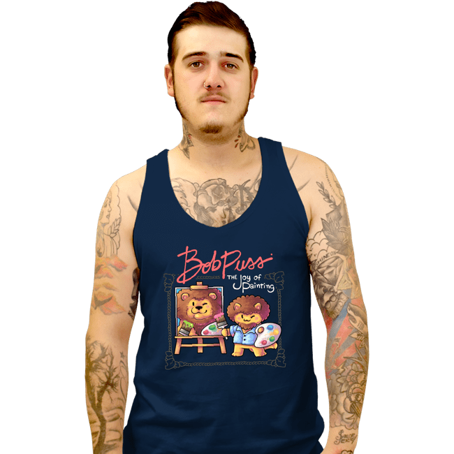 Daily_Deal_Shirts Tank Top, Unisex / Small / Navy Kitty Painter