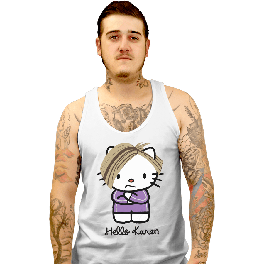 Shirts Tank Top, Unisex / Small / White Hello Karen
