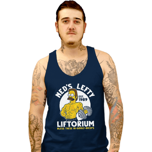 Shirts Tank Top, Unisex / Small / Navy Ned's Lefty Liftorium