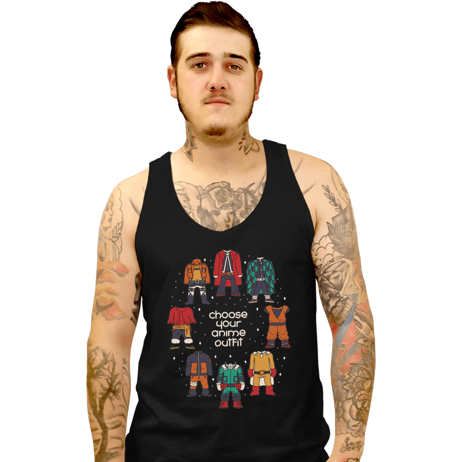 Shirts Tank Top, Unisex / Small / Black Choose Your Anime Outfit