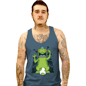 Shirts Tank Top, Unisex / Small / Indigo Blue Dinosaur Island