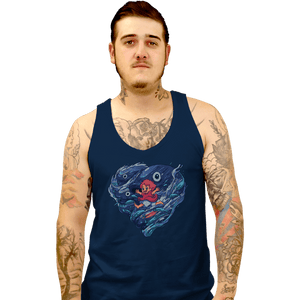 Shirts Tank Top, Unisex / Small / Navy Sea Heart