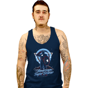 Shirts Tank Top, Unisex / Small / Navy Retro American Super Soldier