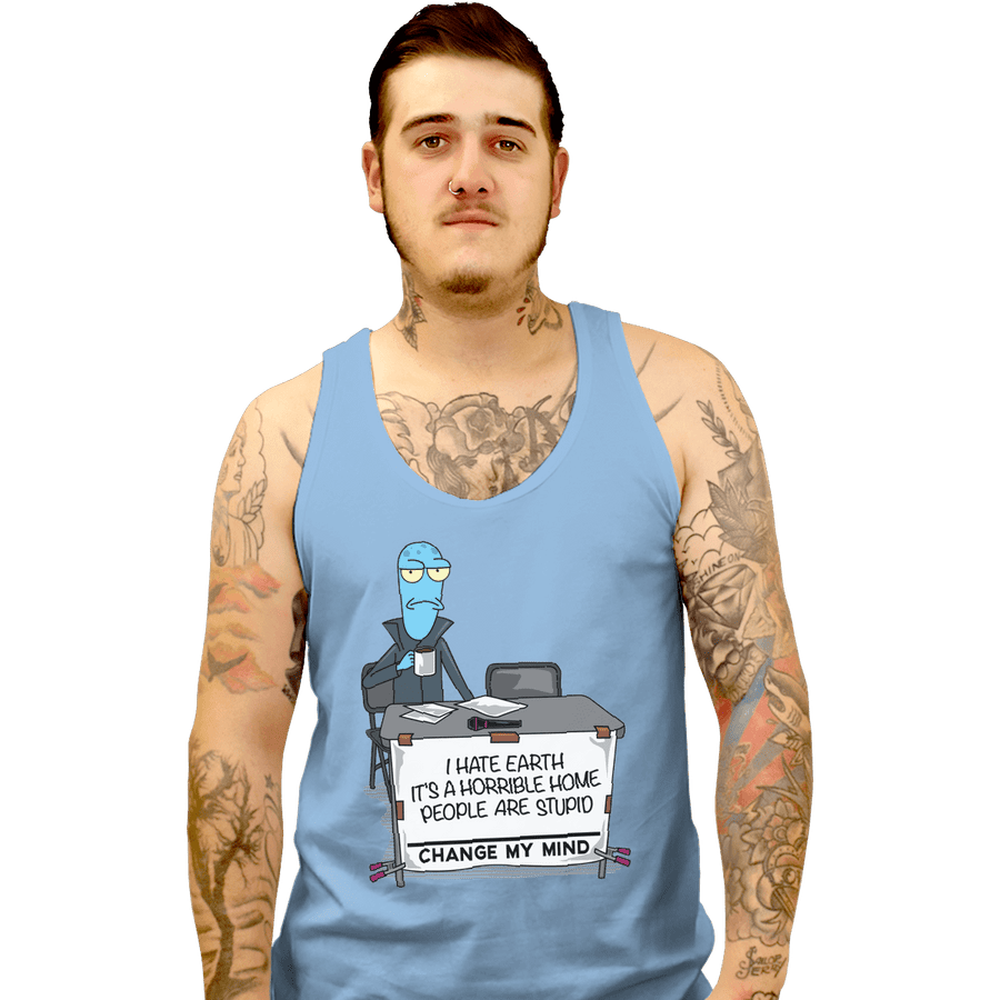 Shirts Tank Top, Unisex / Small / Powder Blue I Hate Earth