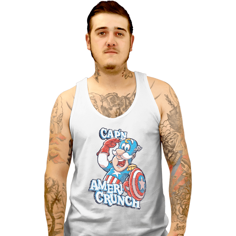 Shirts Tank Top, Unisex / Small / White Cap'n AmeriCrunch