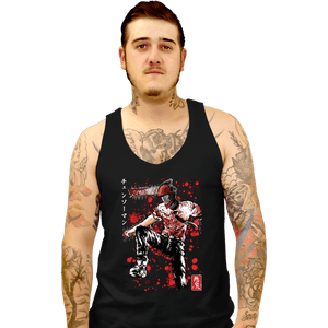 Daily_Deal_Shirts Tank Top, Unisex / Small / Black Chainsaw Sumi-E