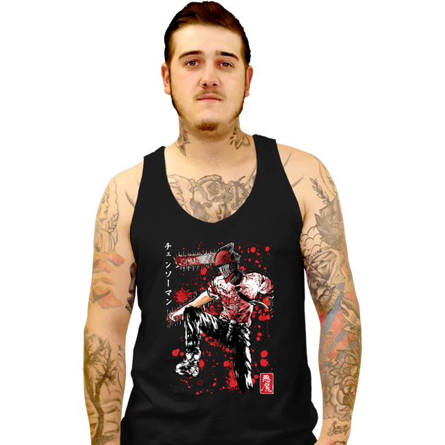 Daily_Deal_Shirts Tank Top, Unisex / Small / Black Chainsaw Sumi-E