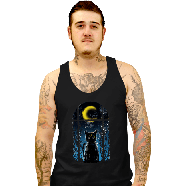 Shirts Tank Top, Unisex / Small / Black Moon Visitor