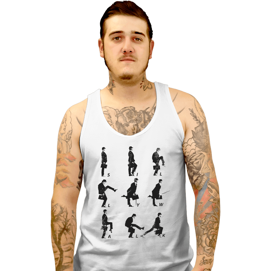 Shirts Tank Top, Unisex / Small / White Silly Walk