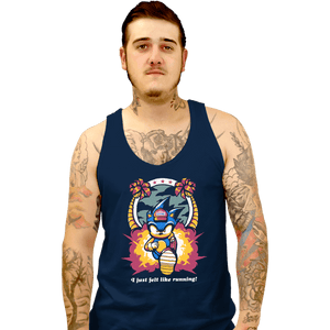 Daily_Deal_Shirts Tank Top, Unisex / Small / Navy Run Hedgehog Run