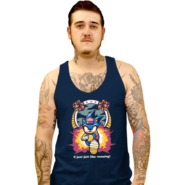 Daily_Deal_Shirts Tank Top, Unisex / Small / Navy Run Hedgehog Run